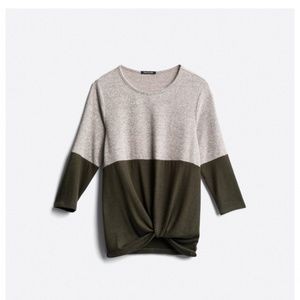 Pink Clover Denver Front Twist Brushed Knit Top